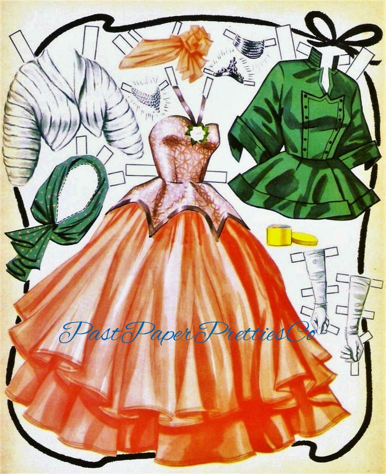 Vintage Paper Dolls Glorias Make-Up 1952 PDF Printable Instant Digital Download Beautiful '50s Glamour Cosmetics Lady Doll Clip Art