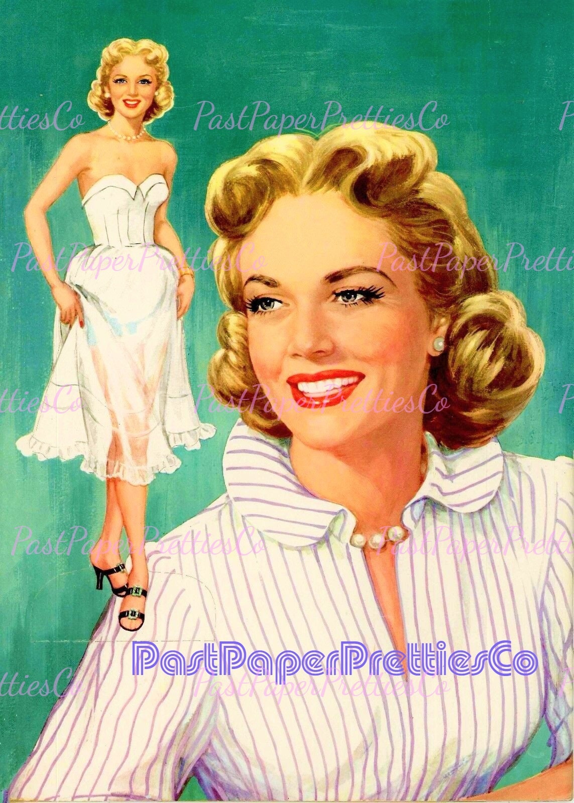 Vintage Paper Dolls Barbara Britton Movie Star c. 1954 Printable PDF Instant Digital Download Hollywood Actress Starlet Doll Clip Art