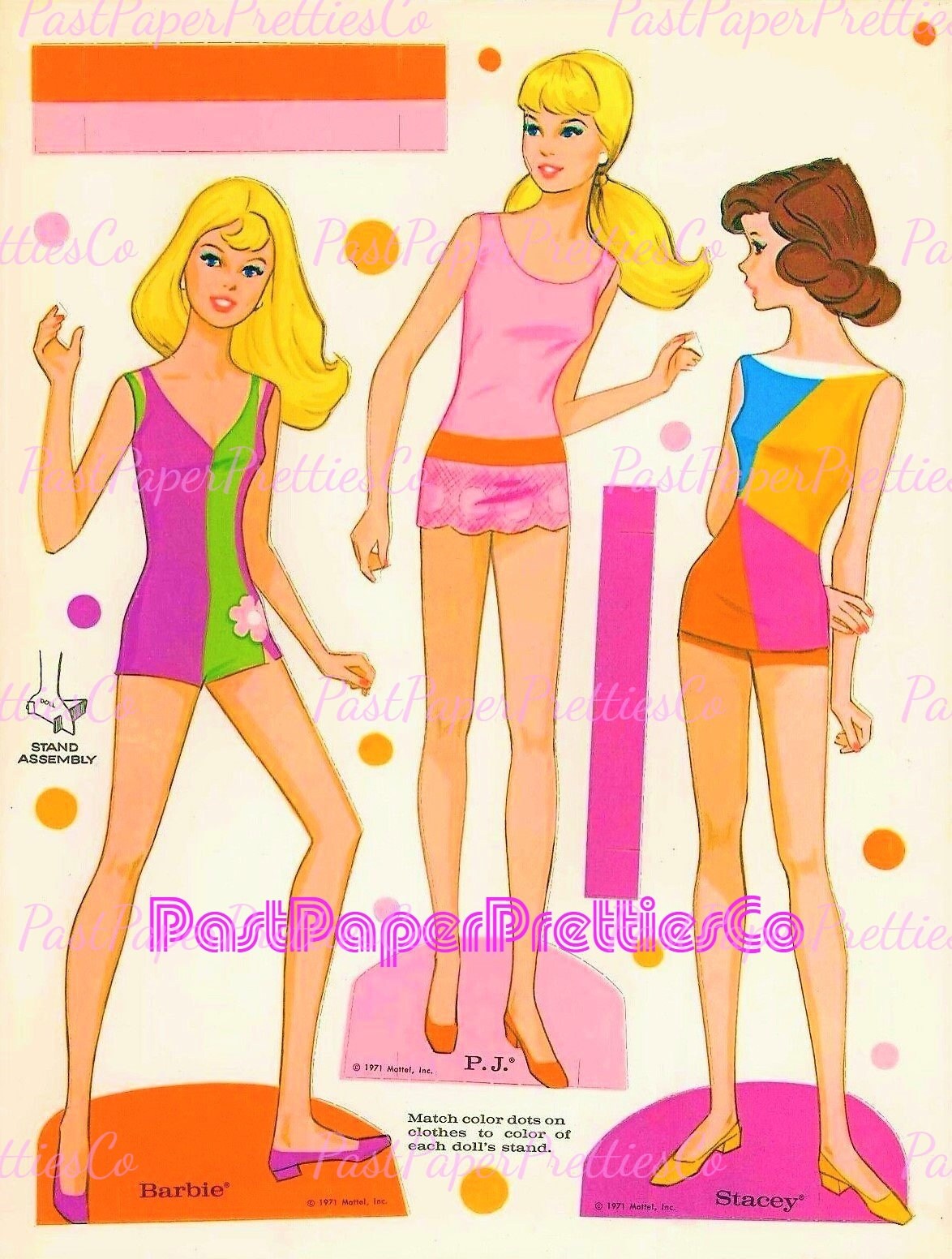 Vintage Paper Dolls World Of Barbie 1971 Printable PDF Instant Digital Download 11.5 Inch Toy Fashion Doll Seventies Clipart Z1