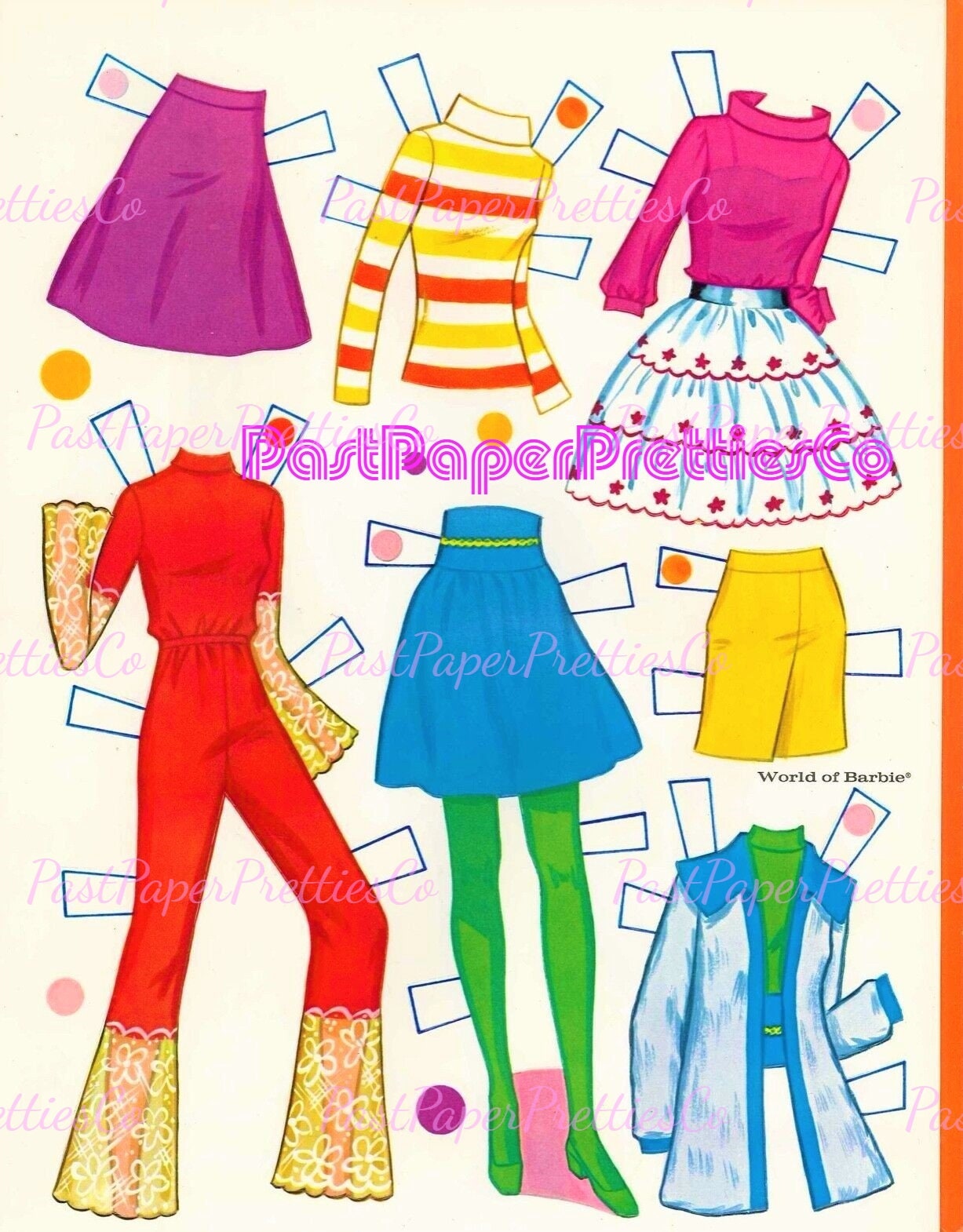 Vintage Paper Dolls World Of Barbie 1971 Printable PDF Instant Digital Download 11.5 Inch Toy Fashion Doll Seventies Clipart Z1