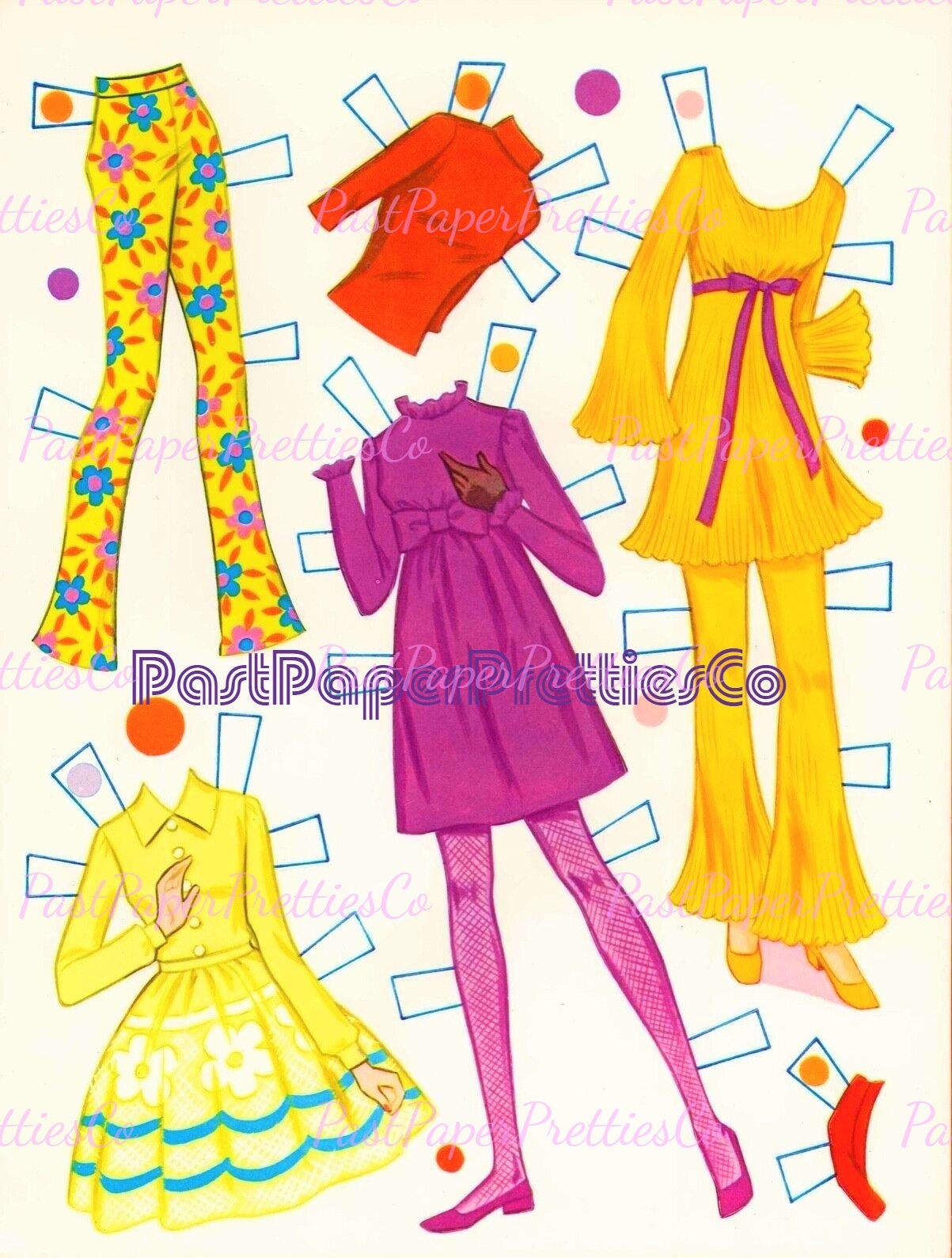 Vintage Paper Dolls World Of Barbie 1971 Printable PDF Instant Digital Download 11.5 Inch Toy Fashion Doll Seventies Clipart Z1