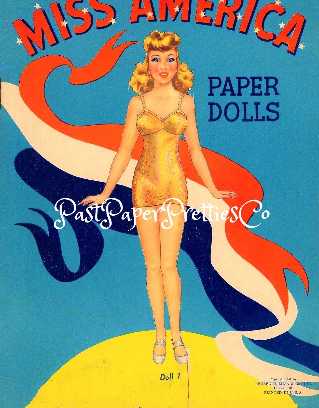 Vintage Paper Dolls Miss America and Her Attendants 1941 PDF Printable Instant Digital Download 3 Pretty Beauty Pageant Dolls Clip Art