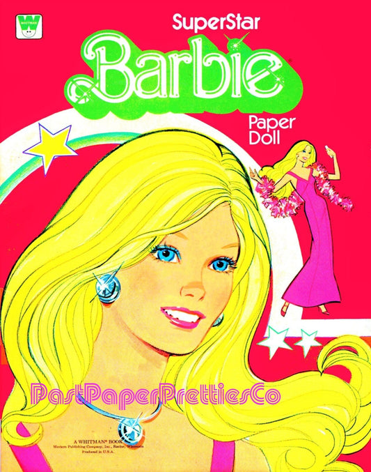 Vintage Paper Dolls Superstar Barbie 1977 Printable PDF Instant Digital Download Pretty Childhood Toy 11.5 Inch Fashion Doll Z1