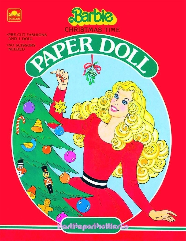 Vintage Christmas Time Barbie Paper Dolls 1984 Printable PDF Instant Digital Download Festive 11.5 Inch Fashion Doll Clipart Z1