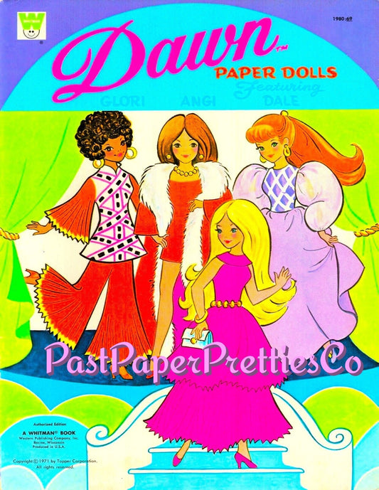 Vintage Paper Dolls Dawn Fashion Dolls Retro 1971 Printable PDF Instant Digital Download Cute Childhood Toy Fashion Dolls Clipart Z1