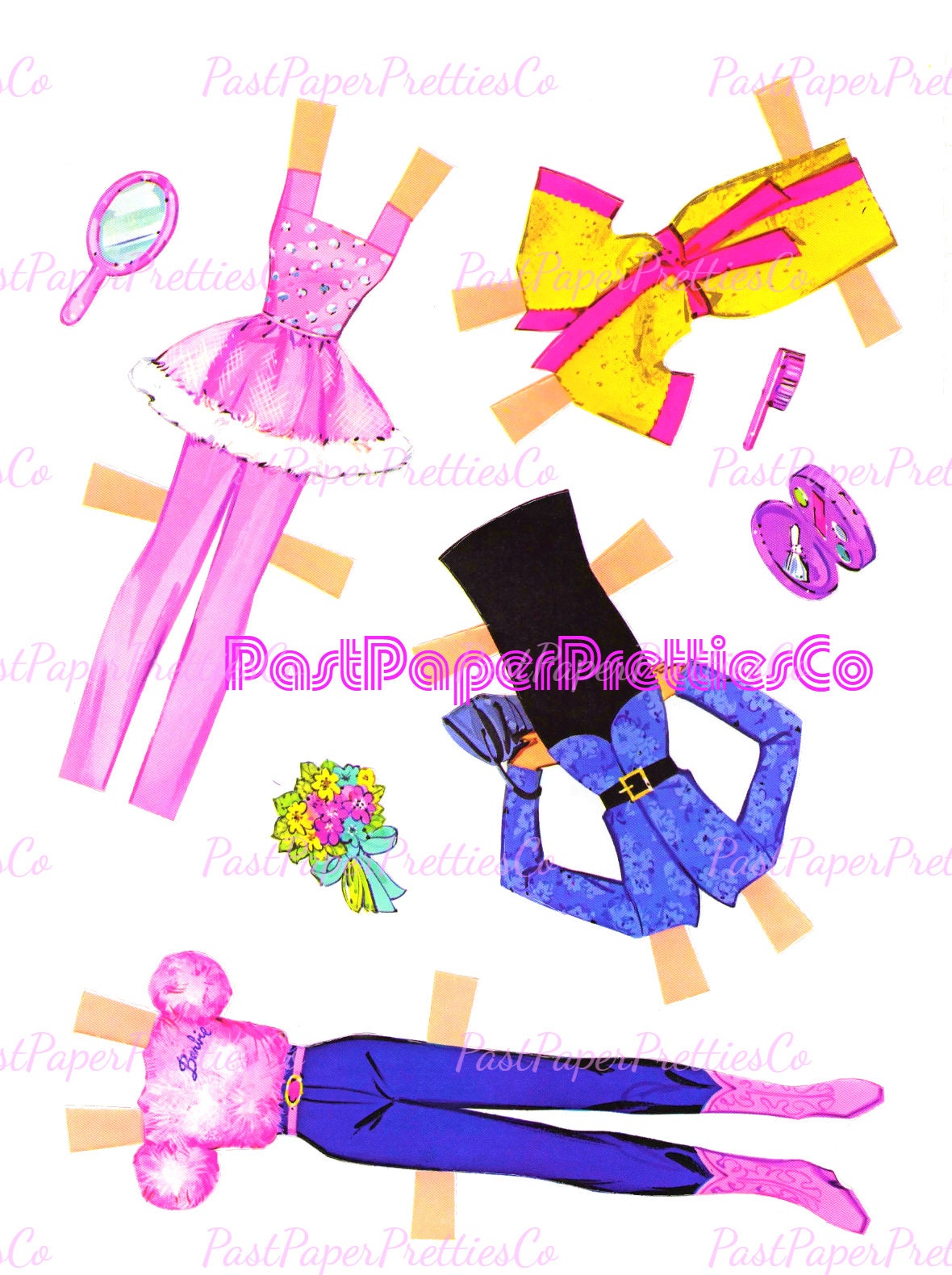 Vintage Barbie Paper Dolls Playset Pink and Pretty Fashion Show Playbook 1983 Printable PDF Instant Digital Download Eighties Toy Doll Z1