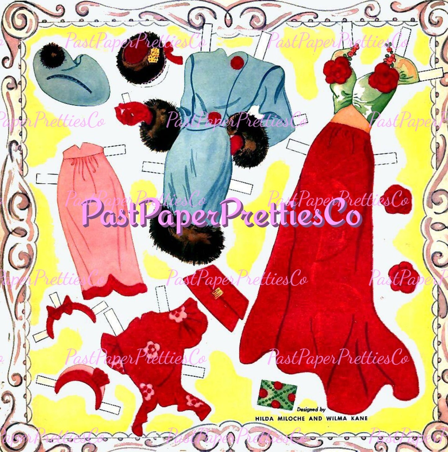 Vintage Paper Dolls Portrait Girls 1940s Printable PDF Instant Digital Download 3 Pretty Pin-Ups Glamour Girls Clip Art