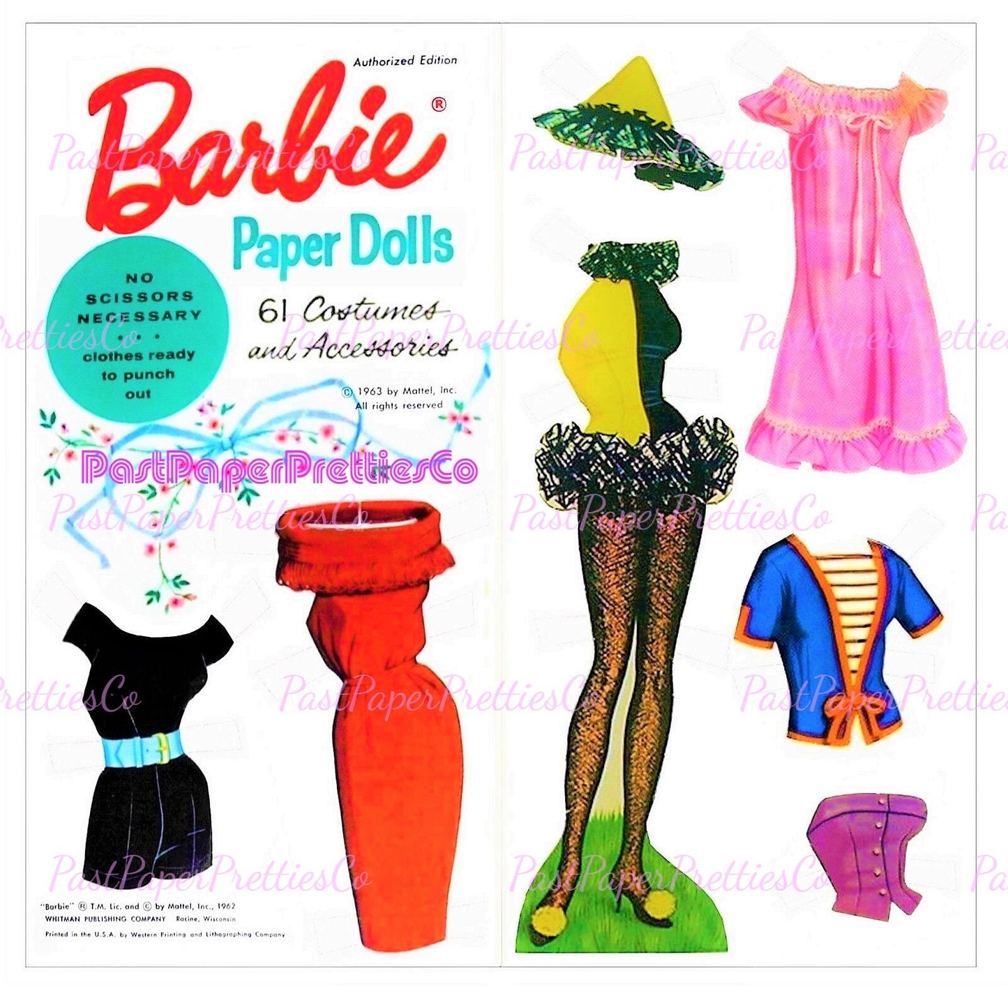 Barbie Paper Dolls 1963 Printable Vintage Blonde Ponytail PDF Instant Digital Download 11.5 Inch Toy Fashion Doll Costumes Accessories Z1