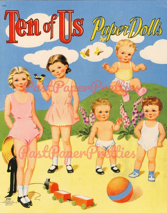 Vintage Paper Dolls Ten of Us 1944 PDF Printable Instant Digital Download 10 Cute Kitsch Girls Boys Siblings Family Dolls Clip Art