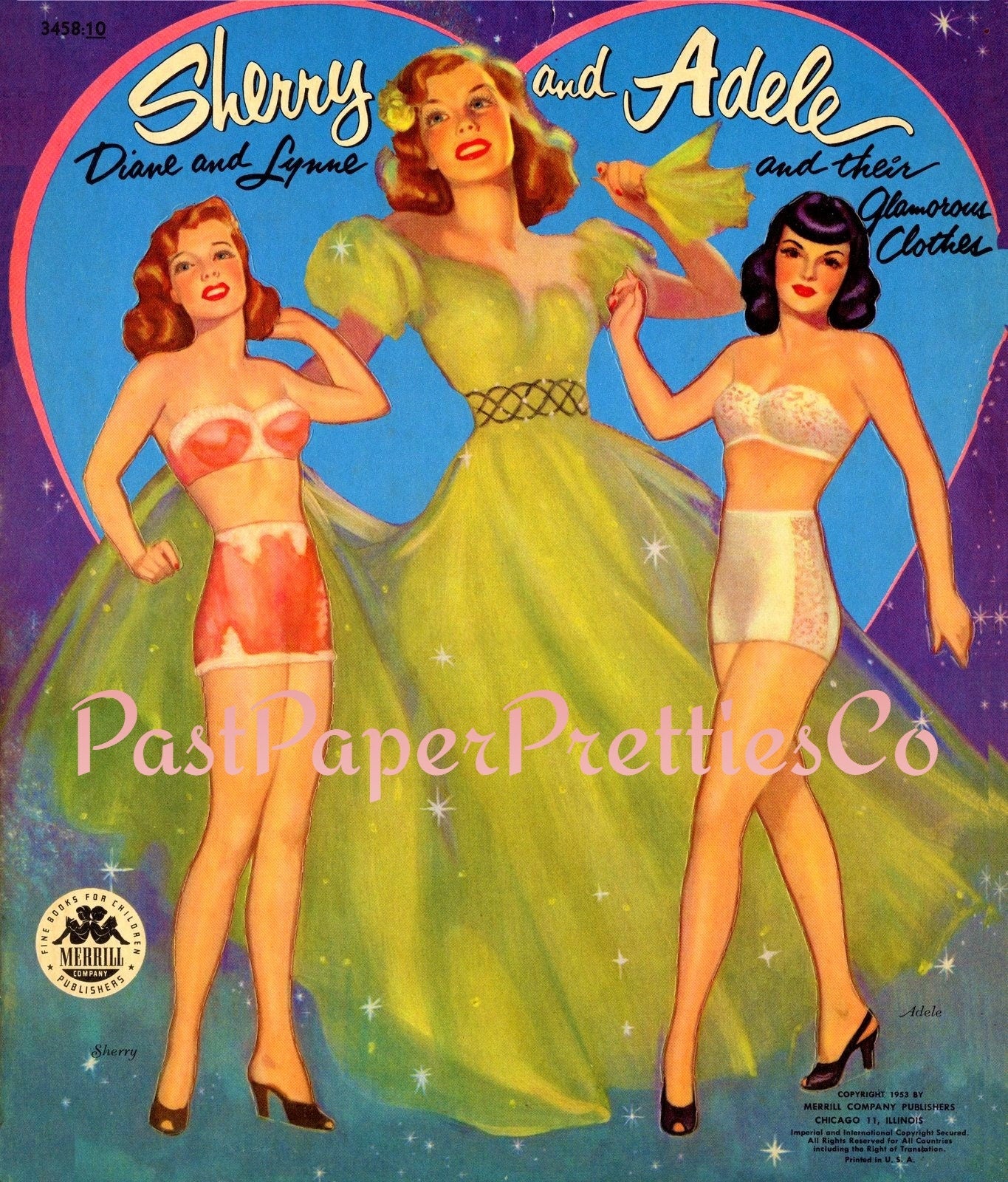 Vintage Paper Dolls Sherry and Adele Glamorous Ladies 1953 PDF Printable Instant Digital Download Beautiful Mid Century Glam Girls Clip Art