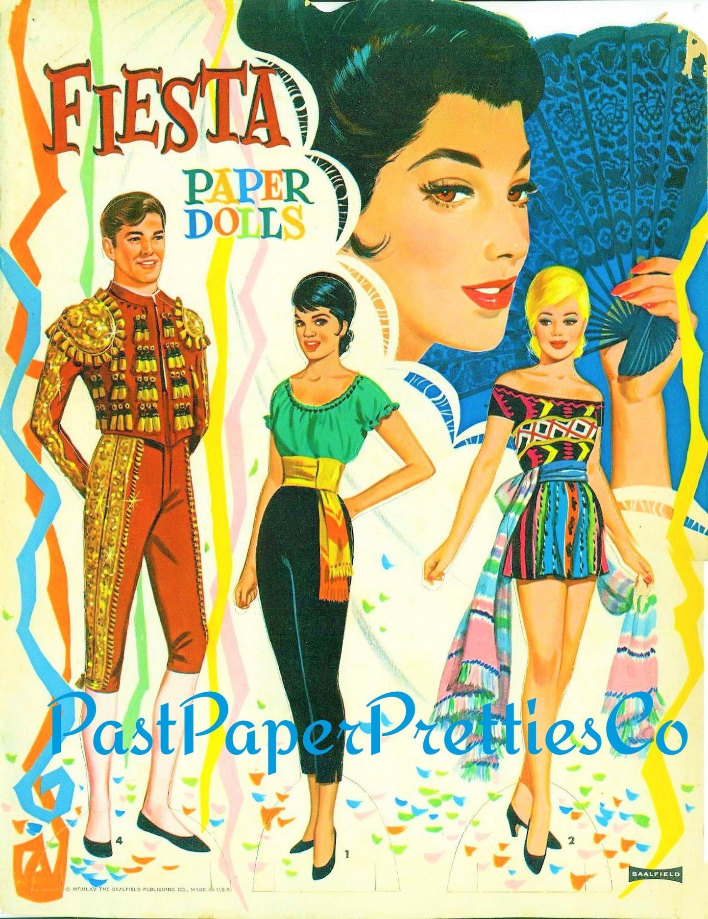 Vintage Fiesta Paper Dolls 1965 Printable PDF Instant Digital Download 6 Spanish Festival South American Party Clip Art