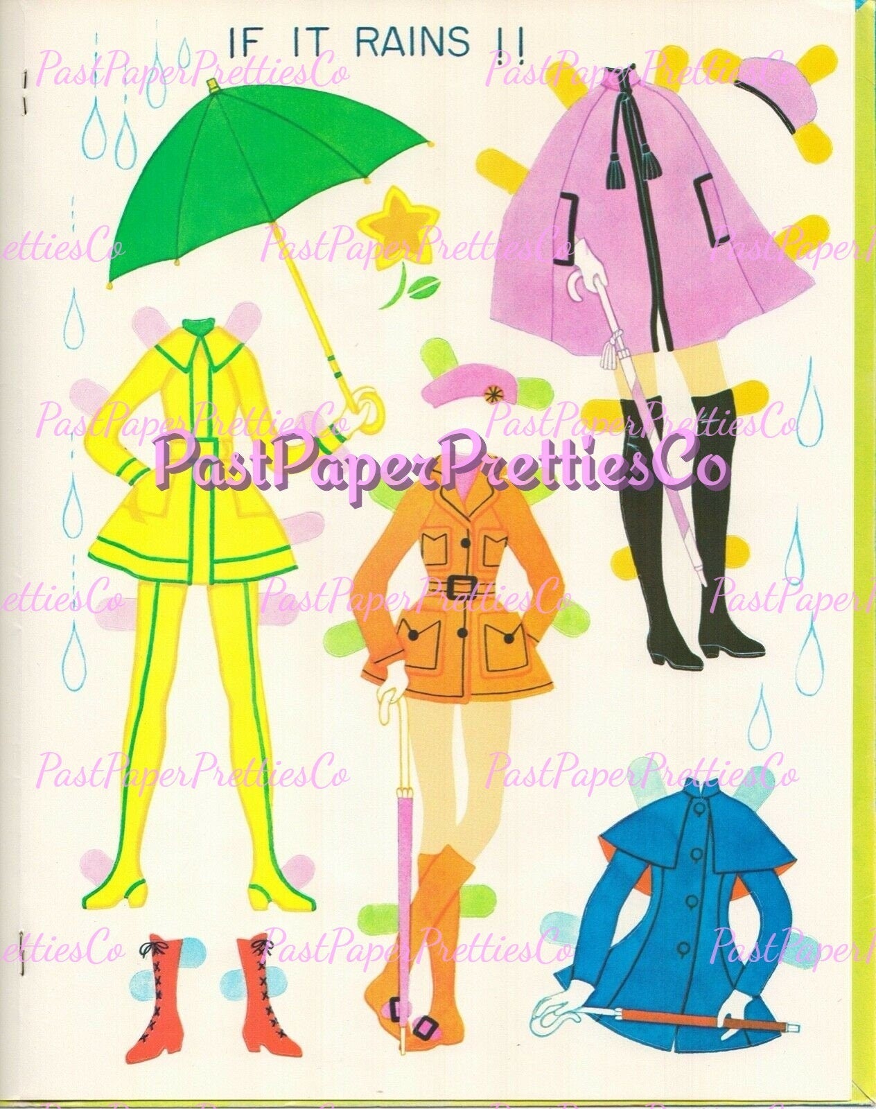 Vintage Paper Dolls Fashion Flatsy Retro 1971 Printable PDF Instant Digital Download Cute Childhood Toy Fashion Dolls Clip Art