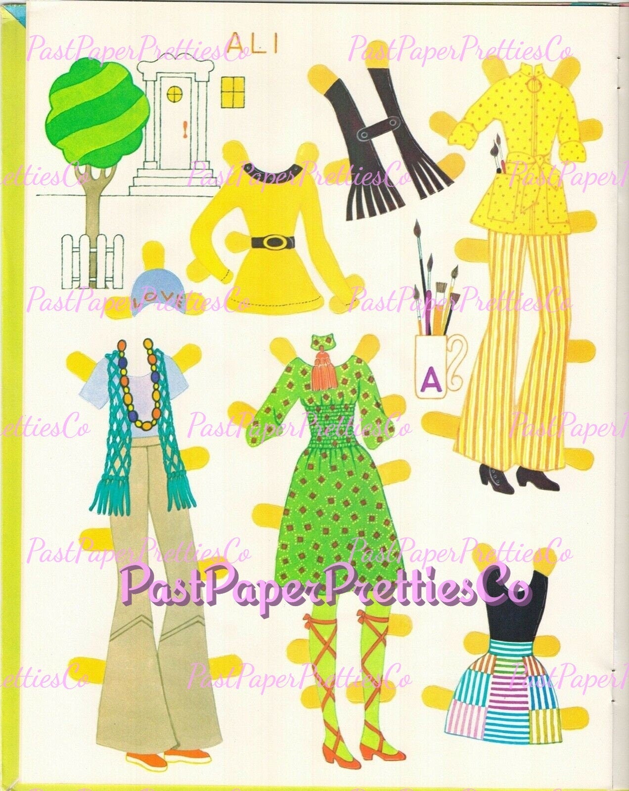 Vintage Paper Dolls Fashion Flatsy Retro 1971 Printable PDF Instant Digital Download Cute Childhood Toy Fashion Dolls Clip Art