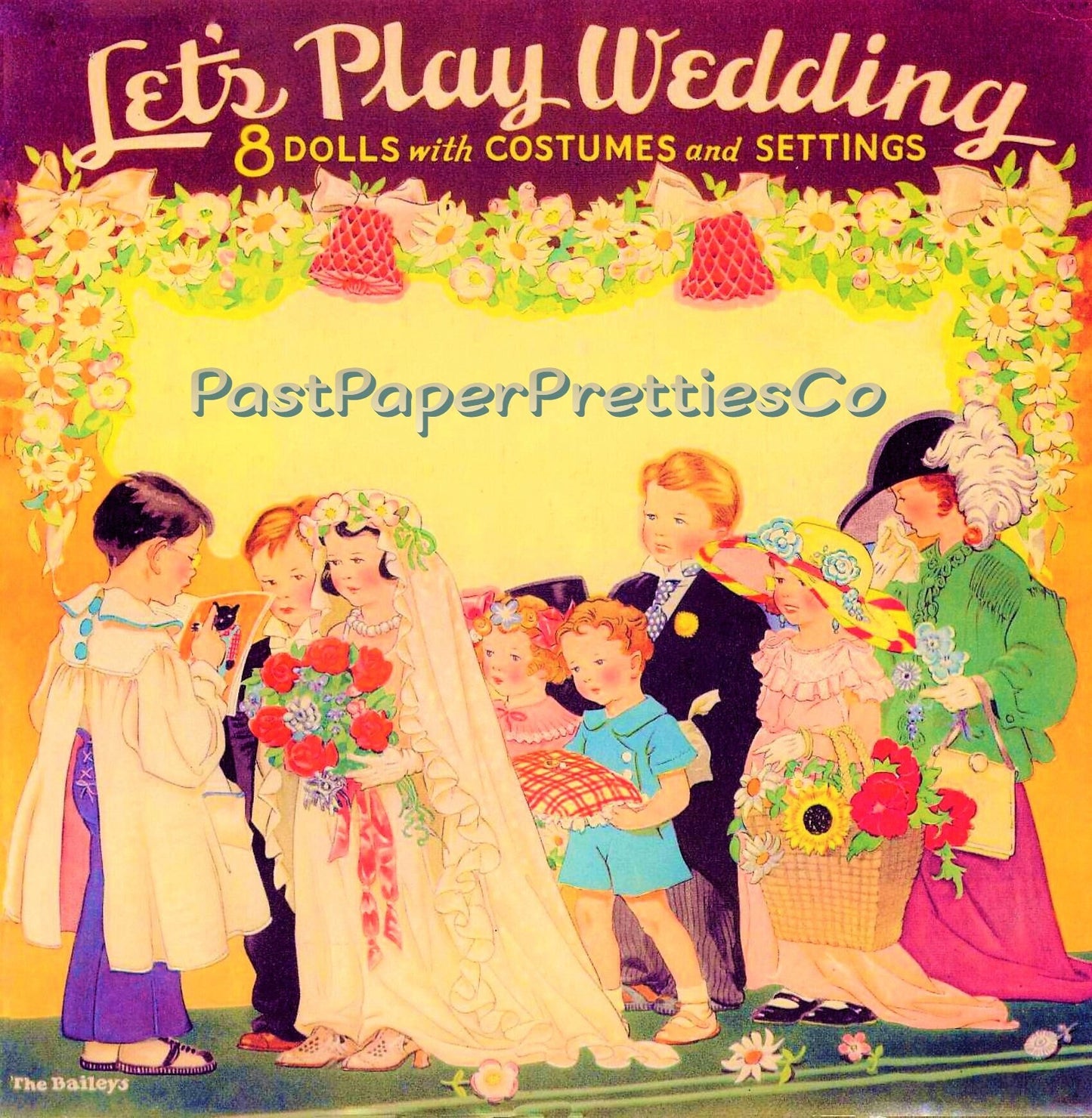 Vintage Paper Dolls Lets Play Wedding 1938 Printable PDF Instant Digital Download Cute Childrens Pretend Make Believe Wedding Playset