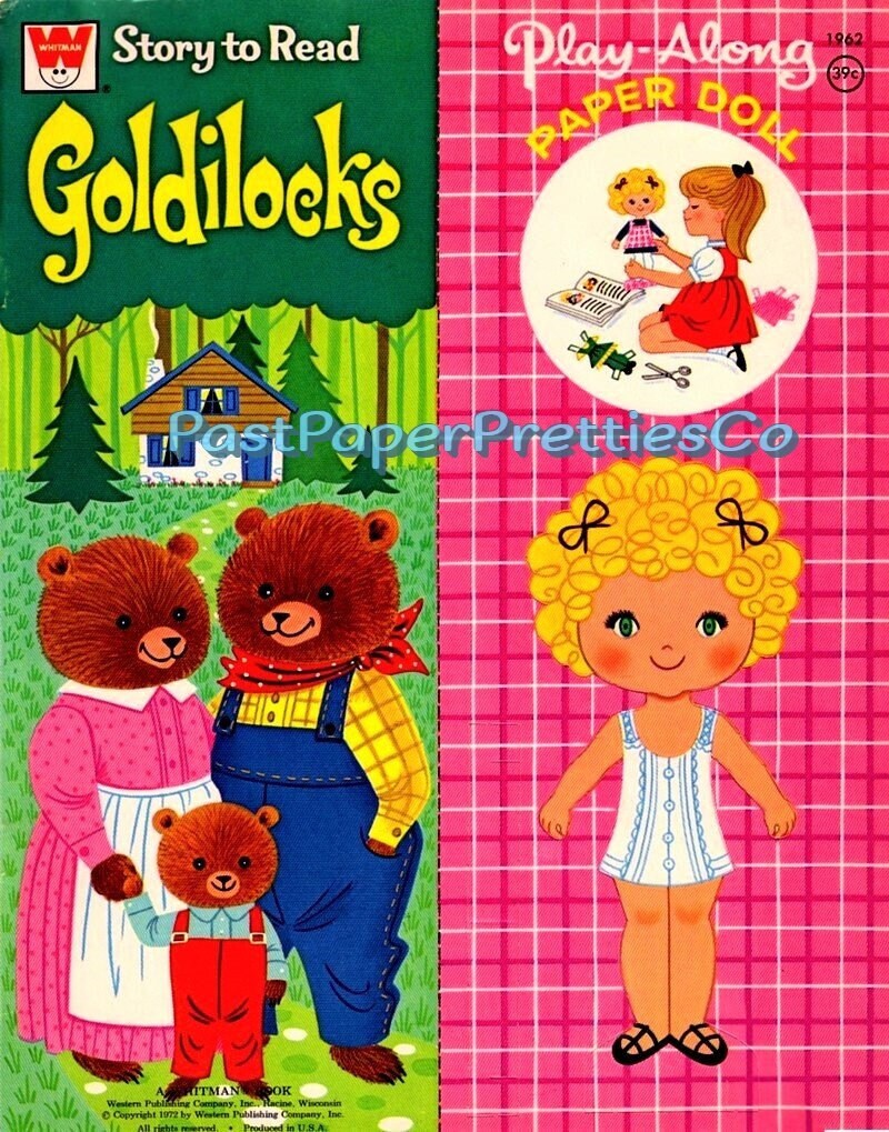 Vintage Printable Paper Dolls and Story to Read Goldilocks 1972 PDF Instant Digital Download The Three Bears Storybook Clip Art