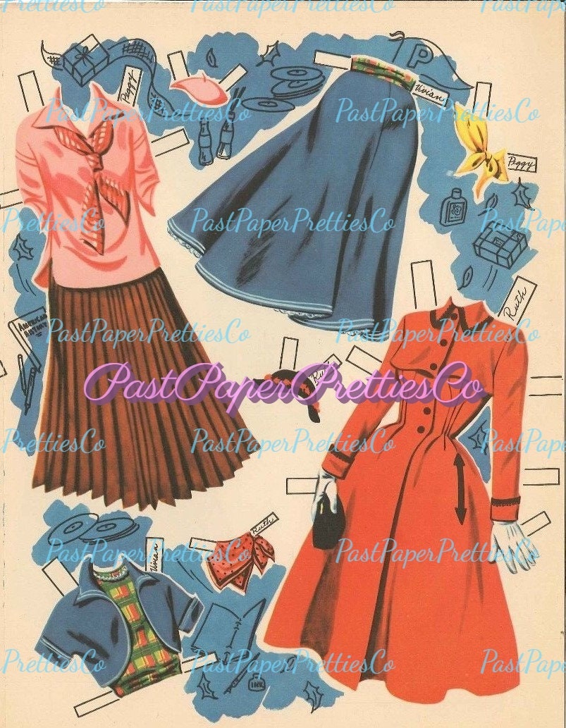 Vintage Paper Dolls The Three Cheers High School Dolls 1957 Printable PDF Instant Digital Download 3 Pretty Cheerleader Teenager Girls