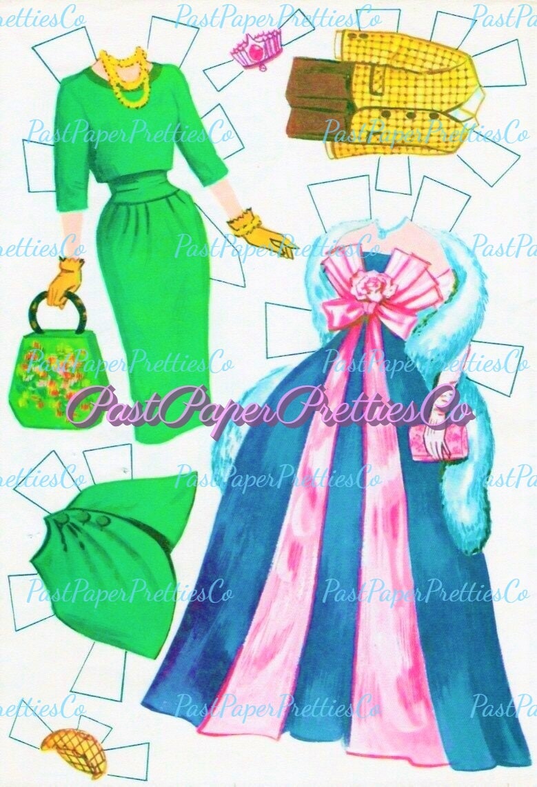 Vintage Paper Dolls Heres The Bride Cut Outs 1960 Printable PDF Instant Digital Download 6 Wedding Dolls and Clothes Clip Art