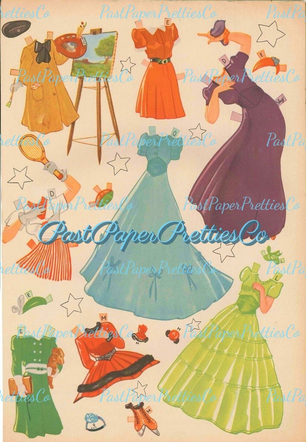 Vintage Paper Dolls Country Club Cut Outs 1941 Printable PDF Instant Digital Download 20 Young Social Guys Gals Fashions Clip Art