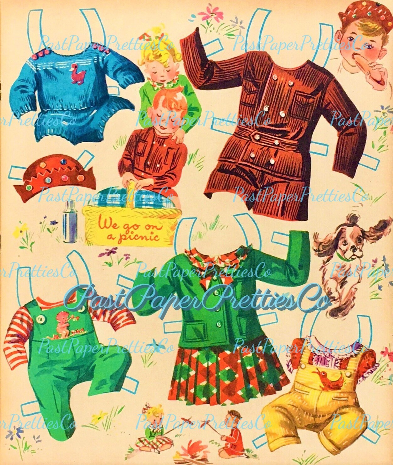 Vintage Printable Paper Dolls Lets Play With The Baby 1948 Cute Brother Sister Siblings PDF Instant Digital Download Mid Century Babies Kids