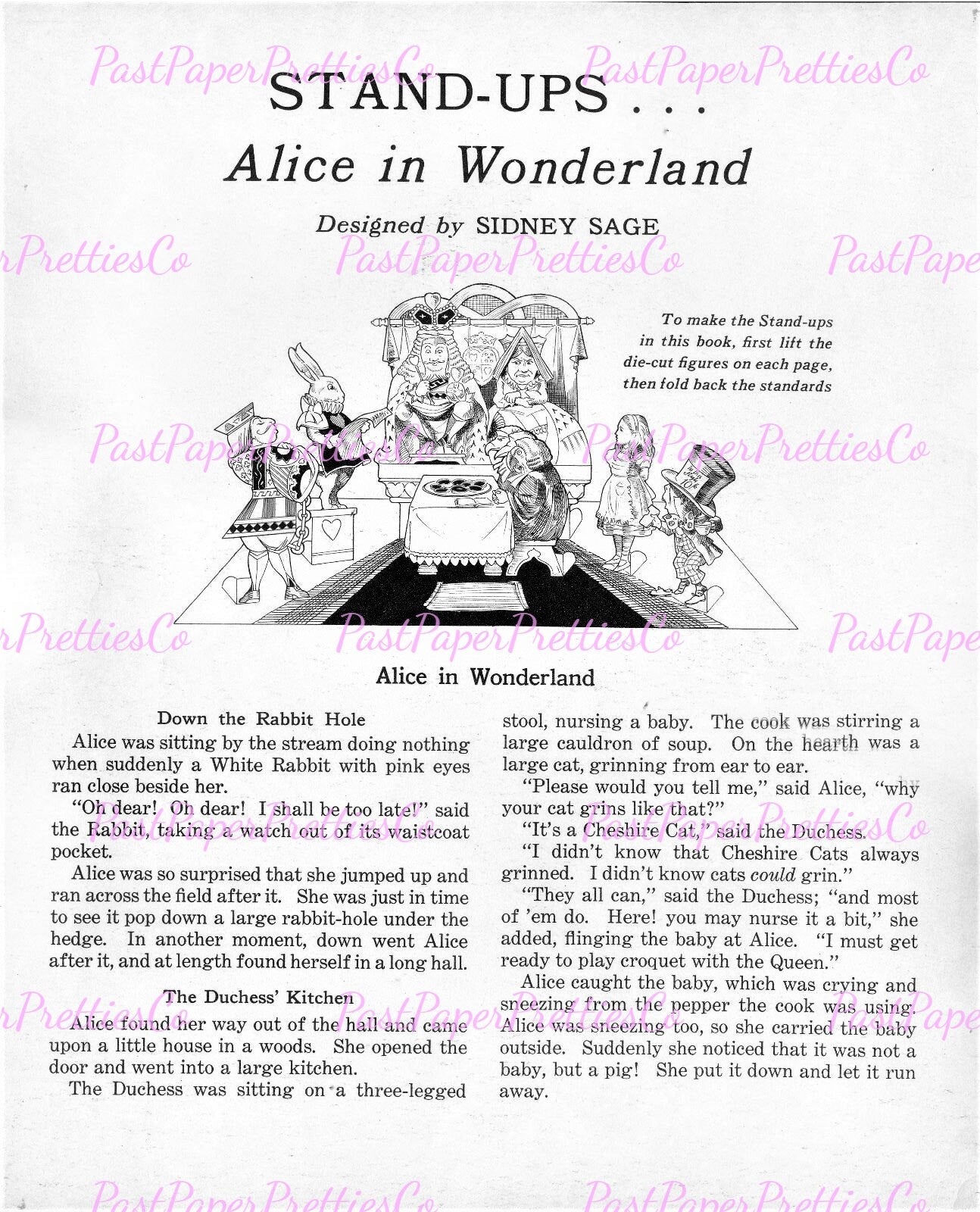 Vintage Paper Dolls Alice In Wonderland Stand-Ups Retro 1934 Printables Instant Digital Download Alice Ephemera Clip Art JPEG PDF