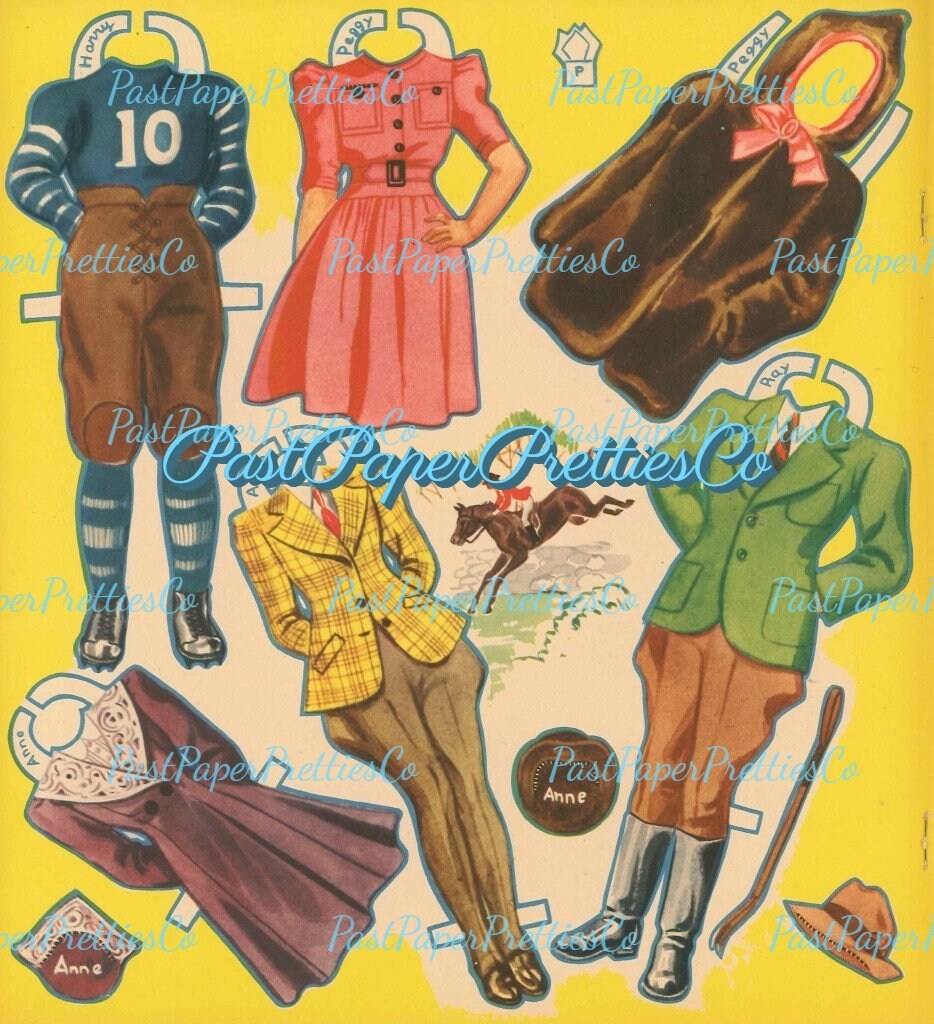 Vintage A Party of 6 Paper Dolls 1949 Printable PDF Instant Digital Download 6 Guys & Gals Young Adults Mid Century Clothing Clip Art