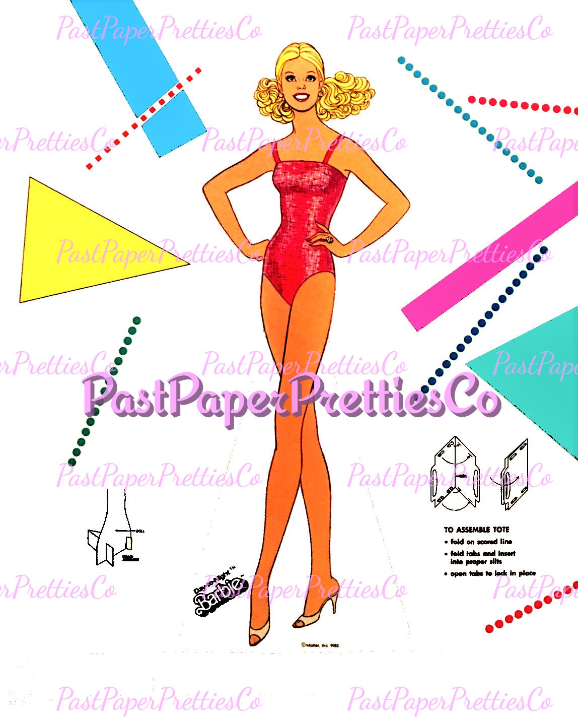 Vintage Paper Dolls Day to Night Barbie 1985 Printable PDF Instant Digital Download Career Girl Fashions Toy Doll Z1