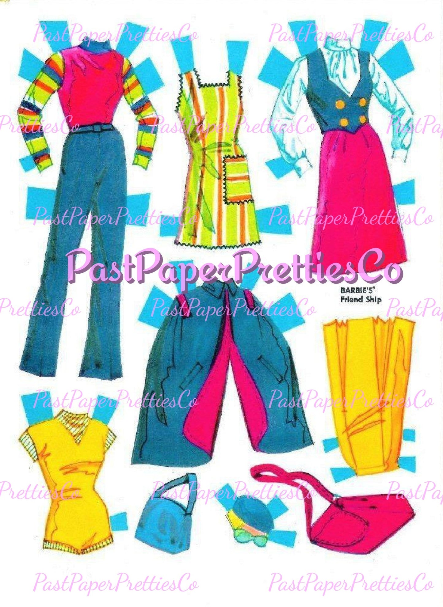 Vintage Paper Dolls Barbie's Friendship and Ken 1973 Printable PDF Instant Digital Download Retro 70s Fashions Clipart Z1