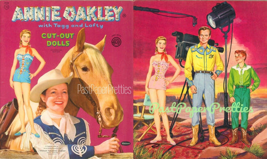 Vintage Paper Dolls Annie Oakley c. 1955 Printable PDF Instant Digital Download Gail Davis Cowgirl Tagg Lofty Western Dolls TV Show