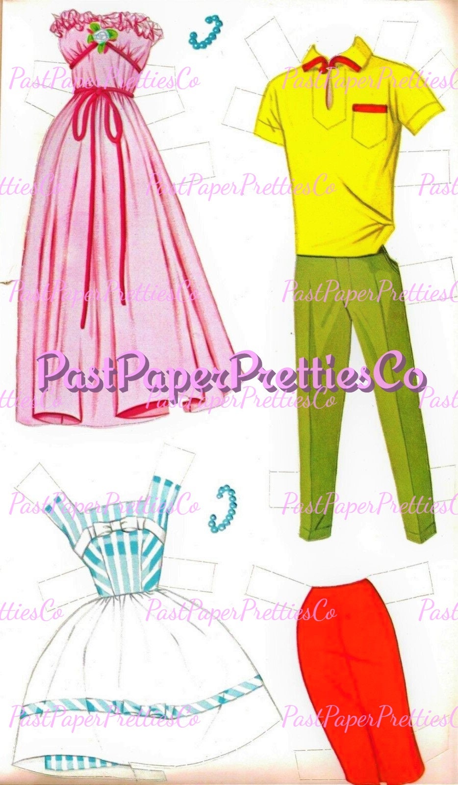 Vintage Paper Dolls Classic Barbie and Ken 1962 TEN Page Wardrobe Printable PDF Instant Digital Download Toy Fashion Dolls Z1