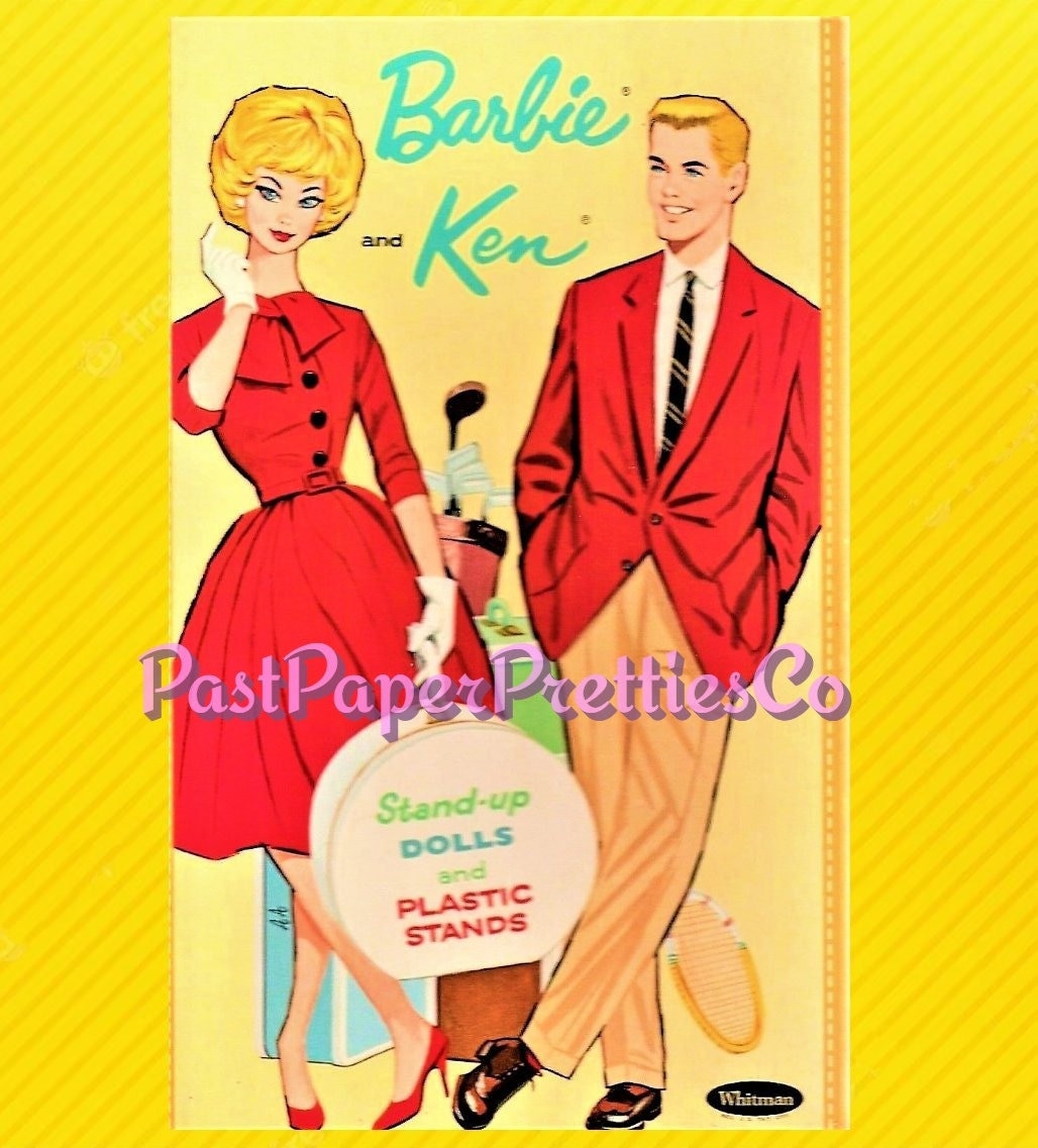 Vintage Paper Dolls Classic Barbie and Ken 1962 TEN Page Wardrobe Printable PDF Instant Digital Download Toy Fashion Dolls Z1