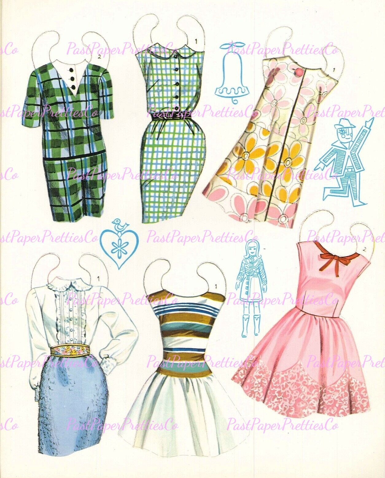 Vintage Paper Dolls Wanted Models of Today 1968 Mod Boho Hippie Groovy Fashions Printable PDF Instant Digital Download Retro Clip Art