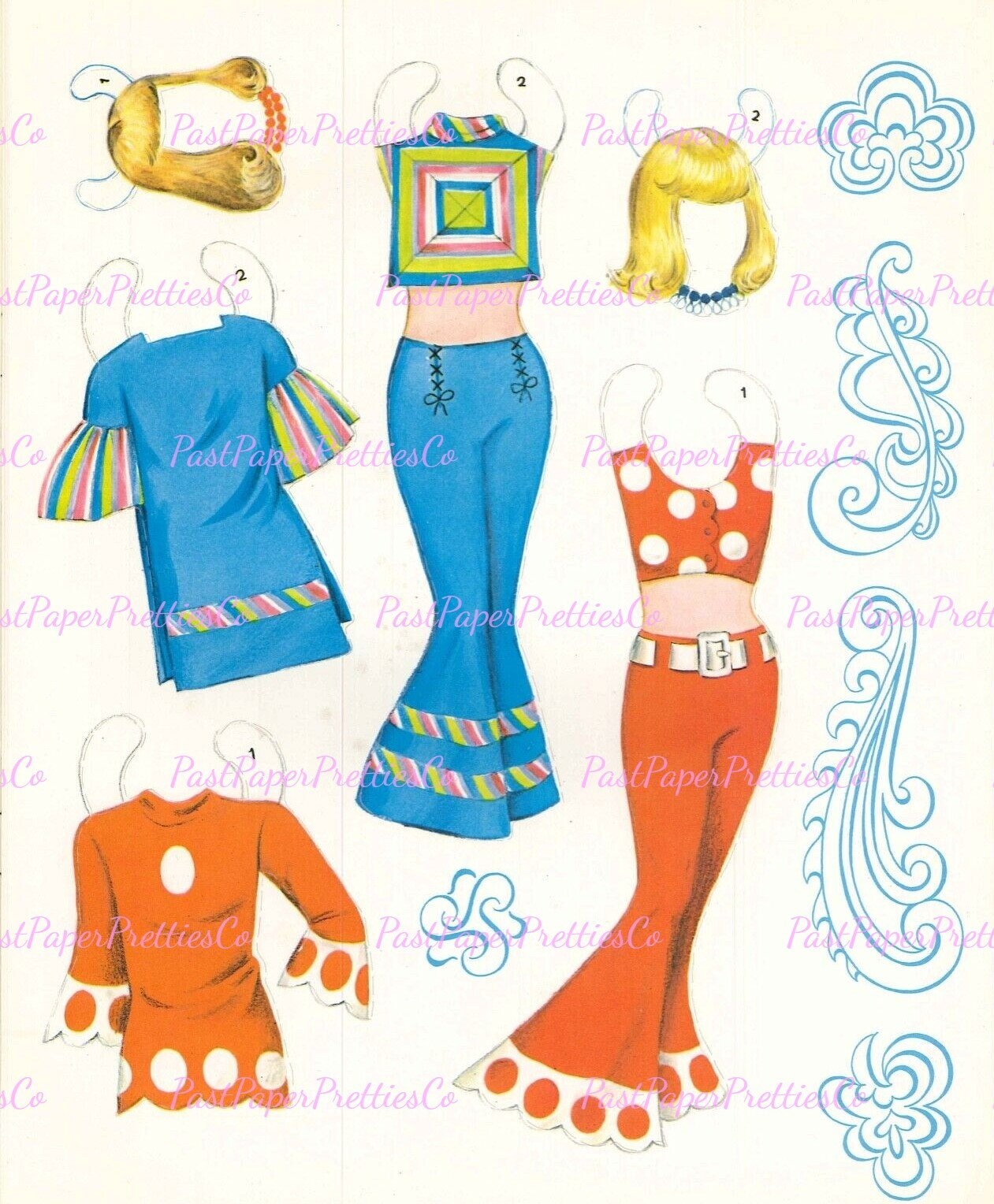 Vintage Paper Dolls Wanted Models of Today 1968 Mod Boho Hippie Groovy Fashions Printable PDF Instant Digital Download Retro Clip Art