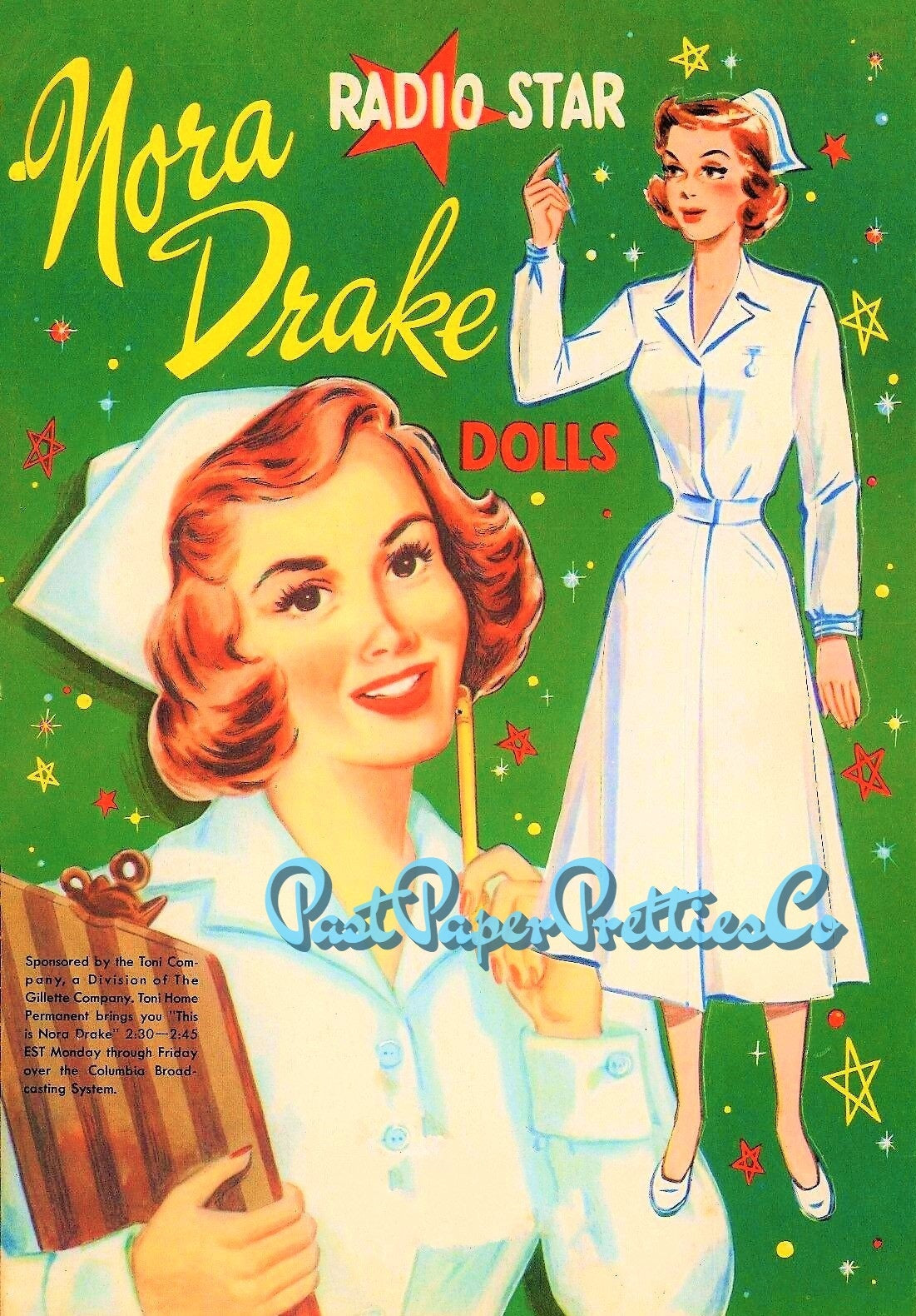 Vintage Nurse Paper Dolls Nora Drake Radio Star 1952 Printable PDF Instant Digital Download Retro Hospital Nursing Clip Art