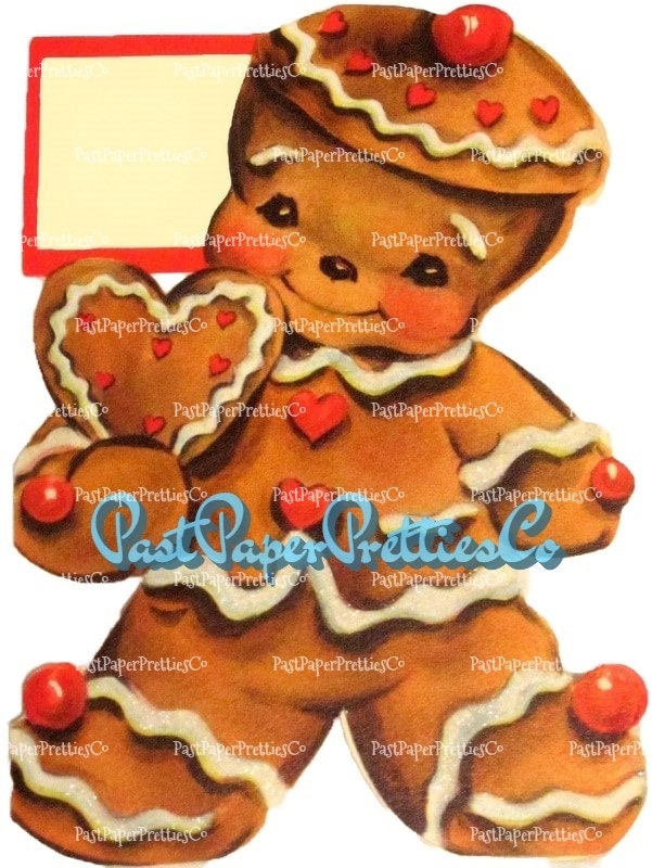 18 Vintage Printable Retro Gingerbread Man Cookie Christmas Card Images 3 Sizes PDF Instant Digital Download Cute Merry Kitschmas Clipart