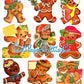 18 Vintage Printable Retro Gingerbread Man Cookie Christmas Card Images 3 Sizes PDF Instant Digital Download Cute Merry Kitschmas Clipart