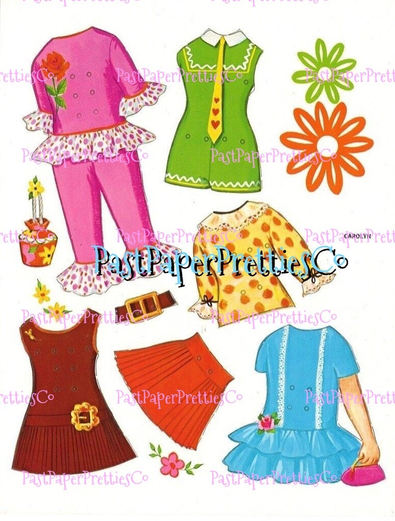 Vintage Paper Dolls with Lace-On Costumes 1969 Printable PDF Instant Digital Download 2 Cute Girls Friends Dolls '60s Fashions Clip Art