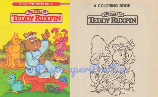 Vintage Printable Coloring Book The World of Teddy Ruxpin PDF Instant Digital Download Childhood Toy Teddy Bear 57 Pages 1986