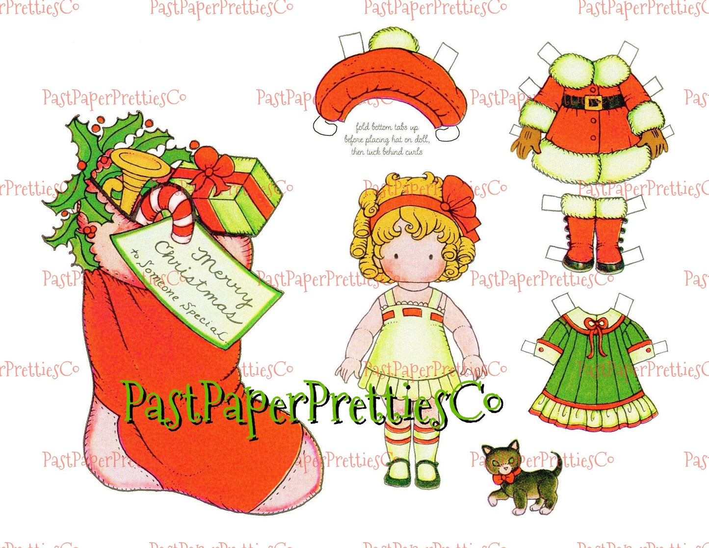 Vintage Printable Christmas Paper Dolls Adorable Girls Boys Paper Playets PDF Instant Digital Download Kawaii Kitschy Holiday Kids Clip Art
