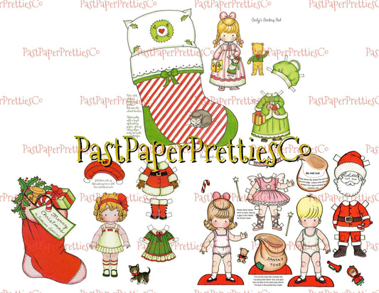 Vintage Printable Christmas Paper Dolls Adorable Girls Boys Paper Playets PDF Instant Digital Download Kawaii Kitschy Holiday Kids Clip Art