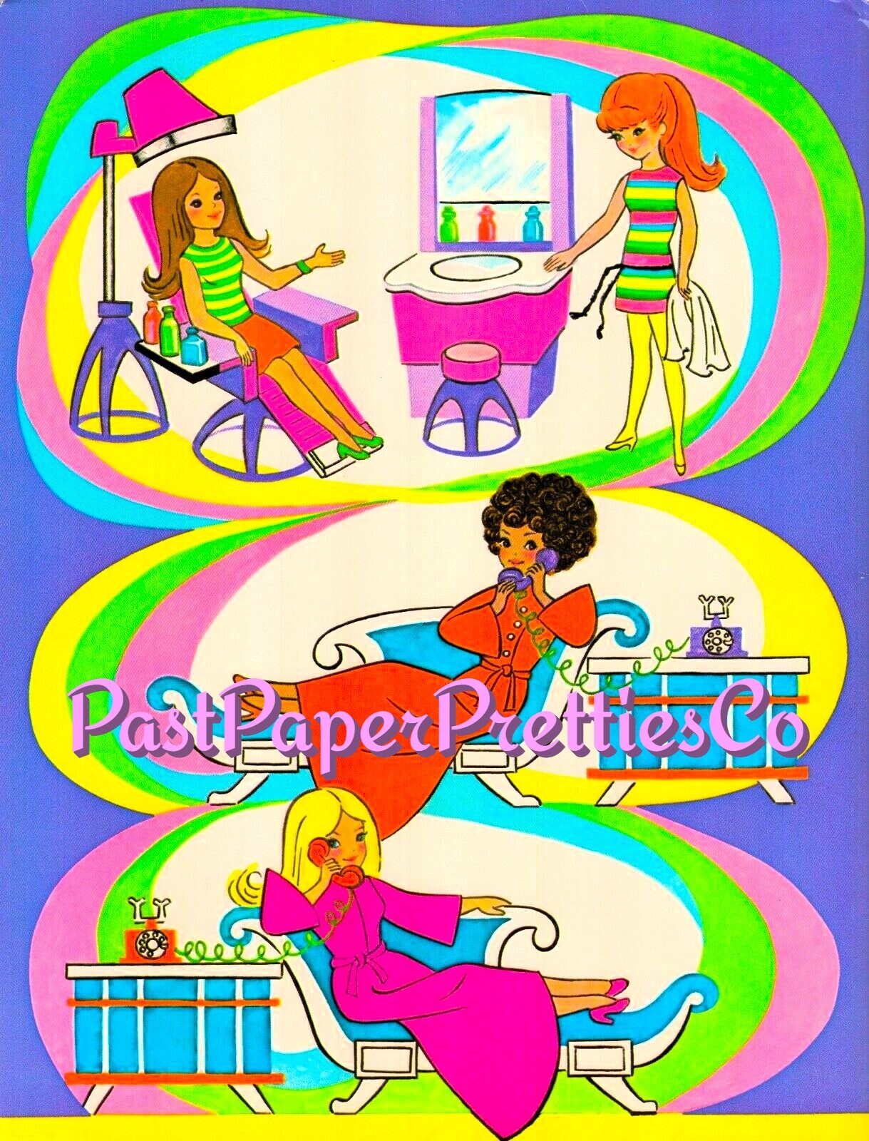 Vintage Paper Dolls Dawn Fashion Dolls Retro 1971 Printable PDF Instant Digital Download Cute Childhood Toy Fashion Dolls Clipart Z1