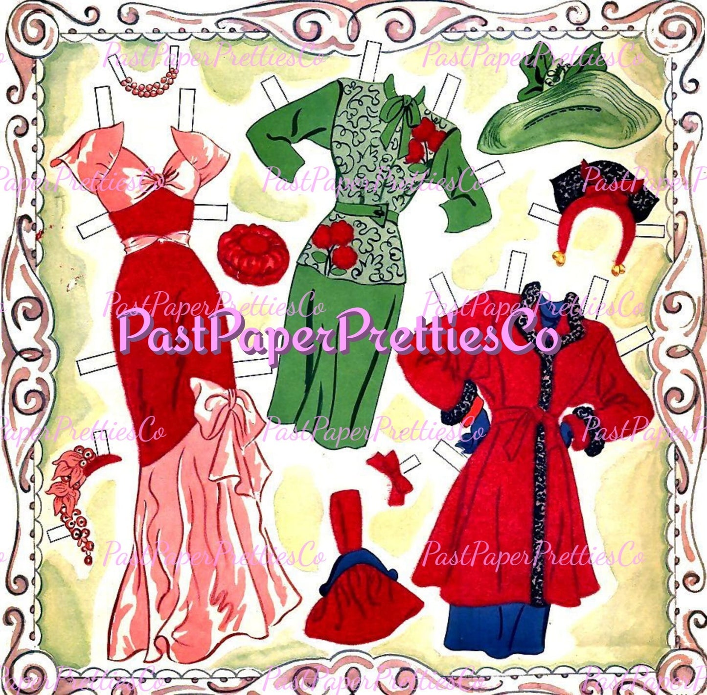 Vintage Paper Dolls Portrait Girls 1940s Printable PDF Instant Digital Download 3 Pretty Pin-Ups Glamour Girls Clip Art