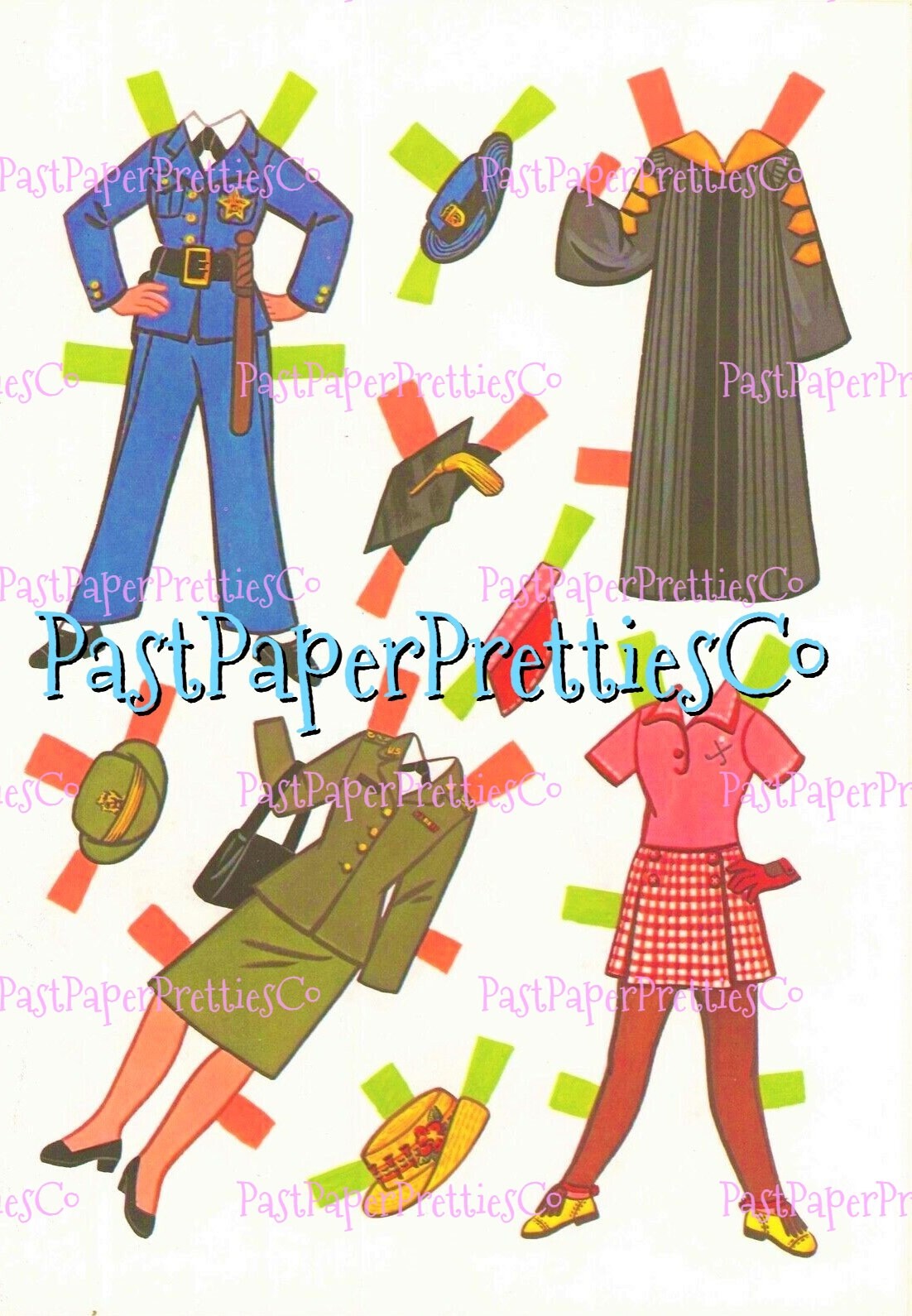 Vintage Paper Dolls Ms. Girls Dolls Career Clothes Cutouts 1976 PDF Printable Instant Digital Download Cute Young Career Ladies Clip Art