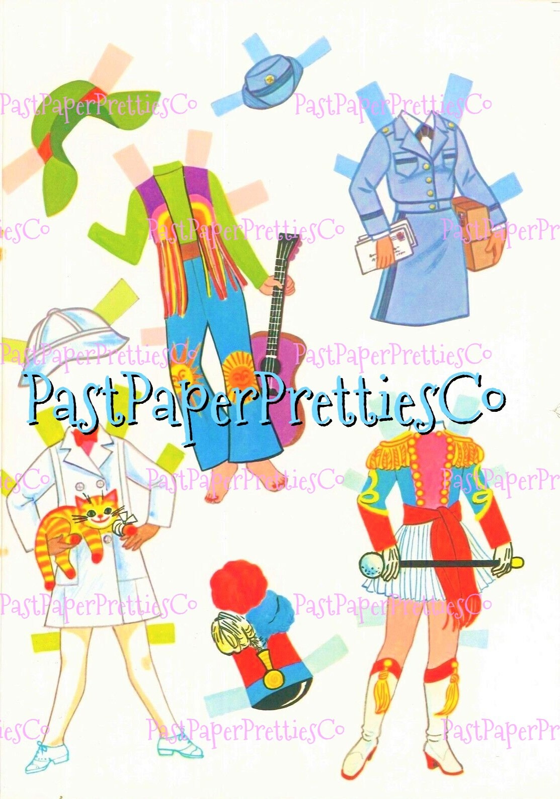 Vintage Paper Dolls Ms. Girls Dolls Career Clothes Cutouts 1976 PDF Printable Instant Digital Download Cute Young Career Ladies Clip Art