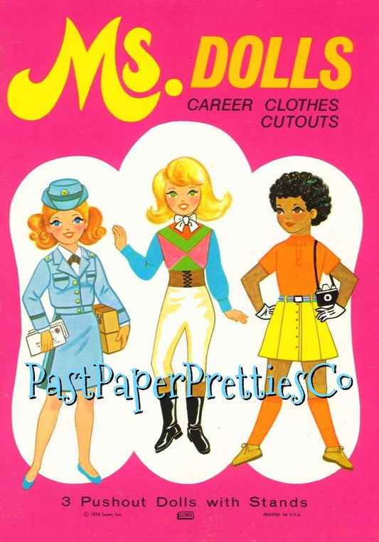 Vintage Paper Dolls Ms. Girls Dolls Career Clothes Cutouts 1976 PDF Printable Instant Digital Download Cute Young Career Ladies Clip Art