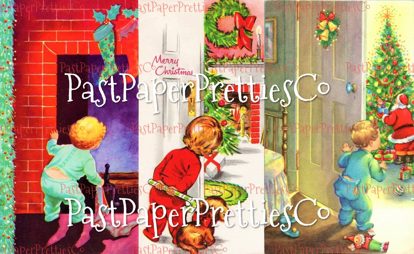 Vintage Printable Midcentury Christmas Children Childhood Magic Card Images PDF Instant Digital Download MCM Holiday Kids Collages Clipart