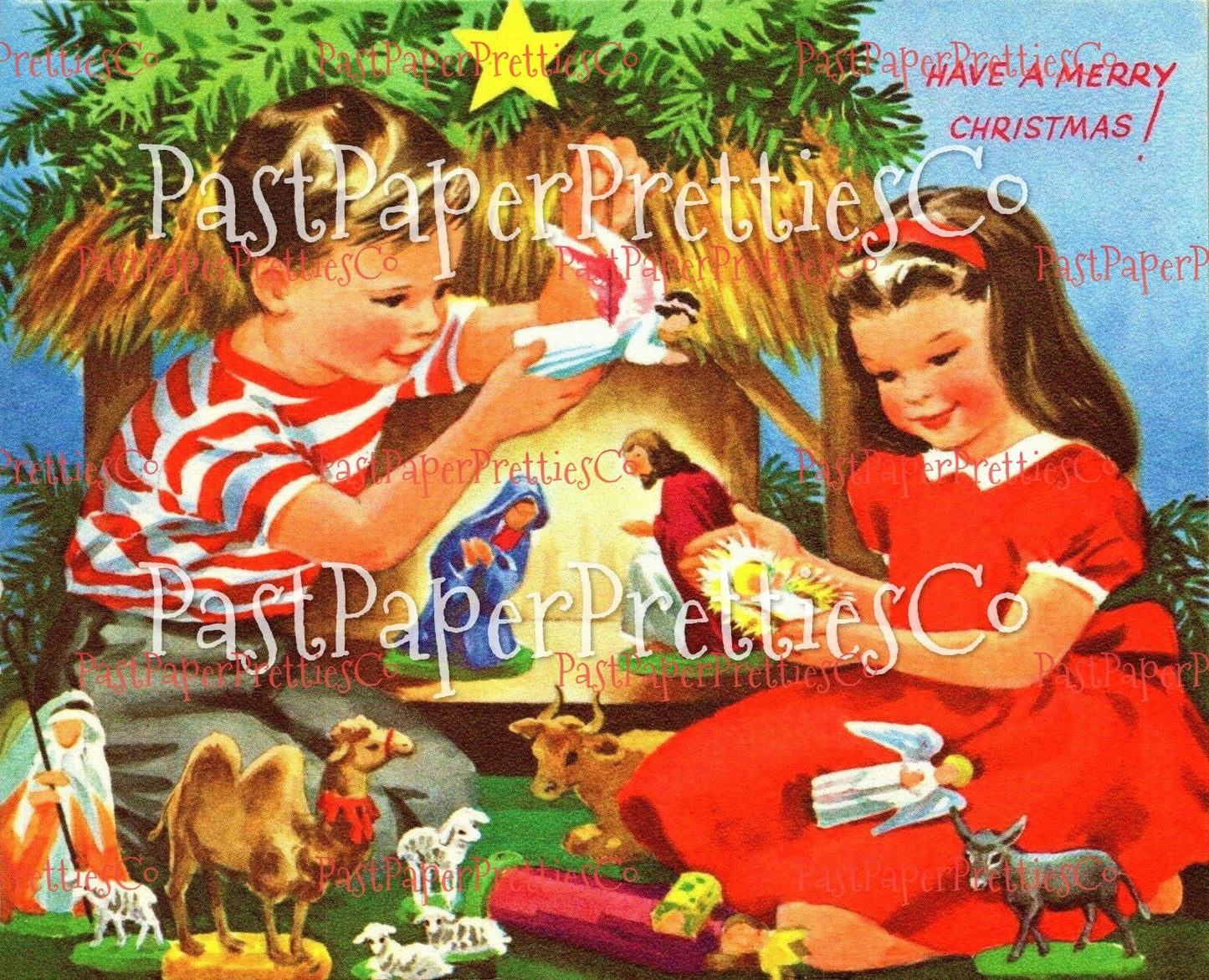 Vintage Printable Midcentury Christmas Children Childhood Magic Card Images PDF Instant Digital Download MCM Holiday Kids Collages Clipart