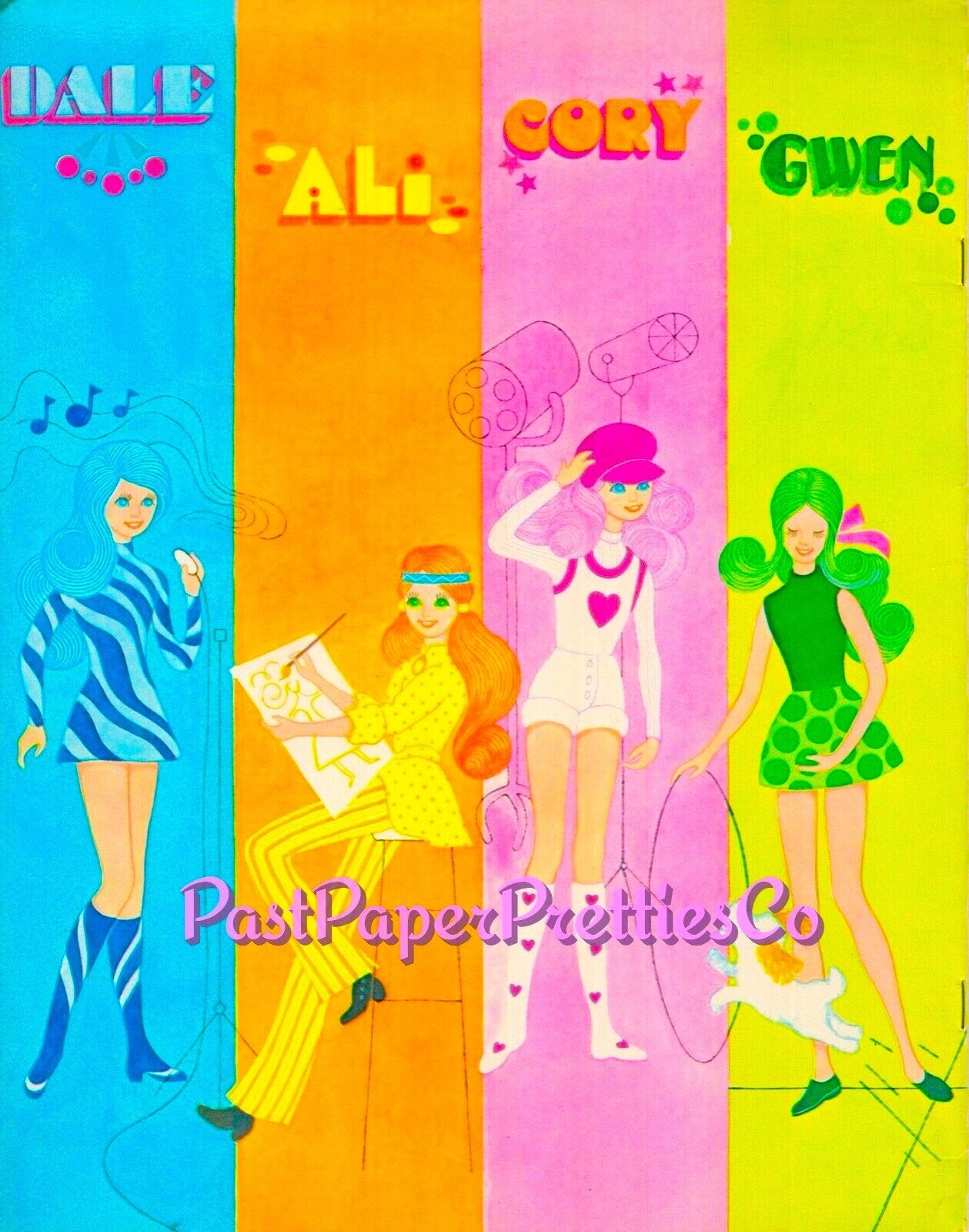 Vintage Paper Dolls Fashion Flatsy Retro 1971 Printable PDF Instant Digital Download Cute Childhood Toy Fashion Dolls Clip Art