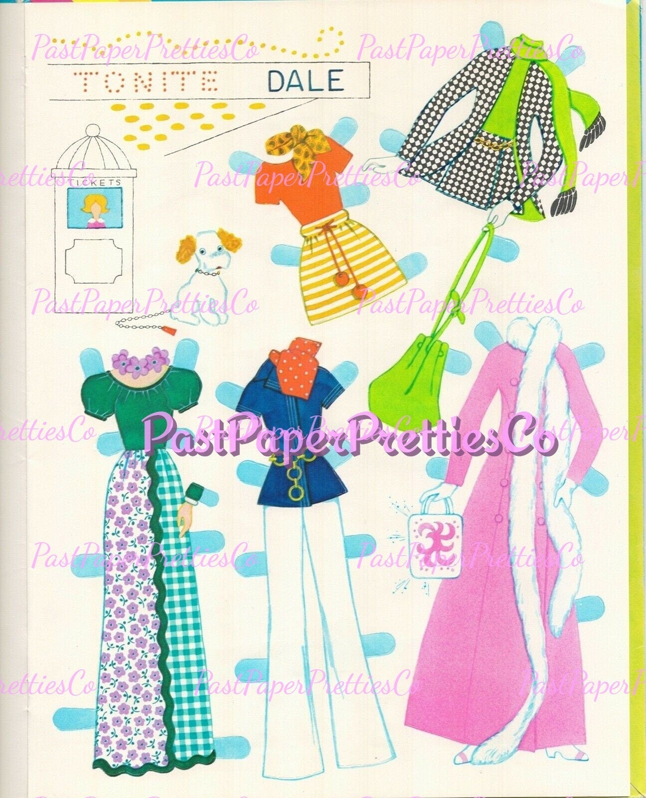 Vintage Paper Dolls Fashion Flatsy Retro 1971 Printable PDF Instant Digital Download Cute Childhood Toy Fashion Dolls Clip Art