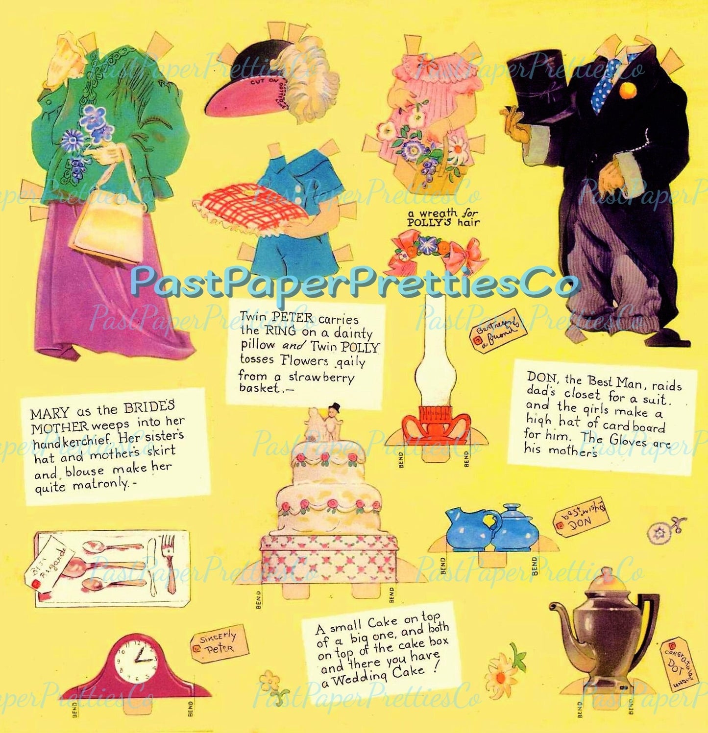 Vintage Paper Dolls Lets Play Wedding 1938 Printable PDF Instant Digital Download Cute Childrens Pretend Make Believe Wedding Playset