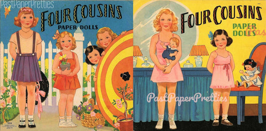 Vintage Paper Dolls Four Cousins 1941 PDF Printable Instant Digital Download Cute Kitsch Girls Darling Outfits Clip Art